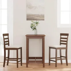vidaXL Sillas-Taburetes de bar con cojines 2 uds madera maciza marrón caucho