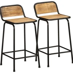 vidaXL Sillas-Taburetes de barra 2 uds 46x35,5x80 cm madera maciza de mango
