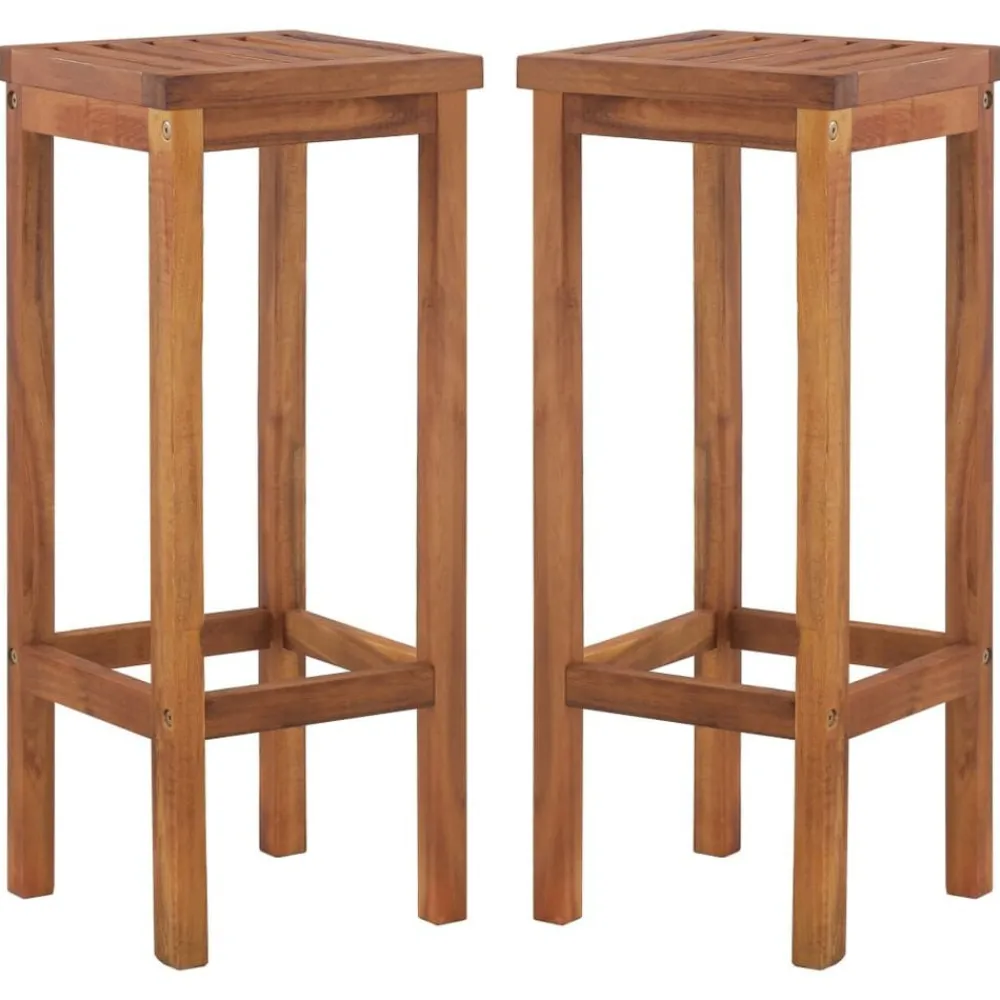vidaXL Muebles De Jardín-Taburetes de cocina 2 unidades madera maciza de acacia