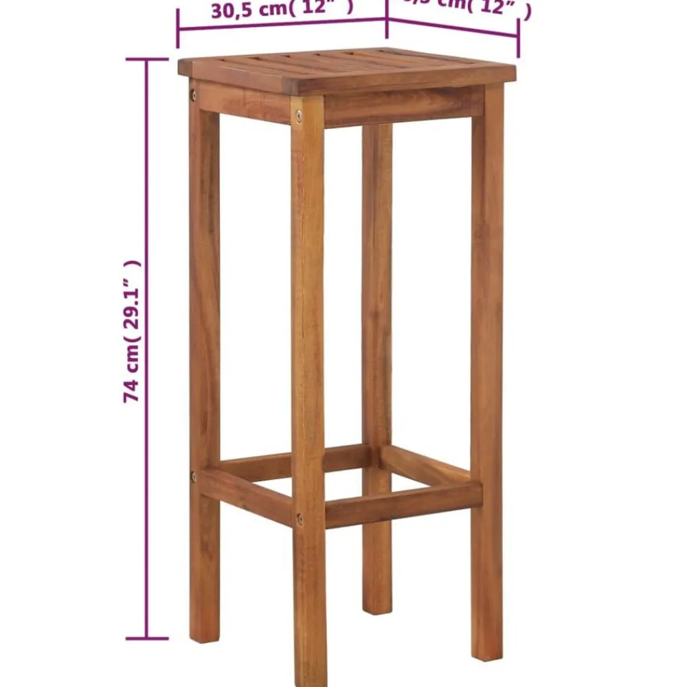 vidaXL Muebles De Jardín-Taburetes de cocina 2 unidades madera maciza de acacia