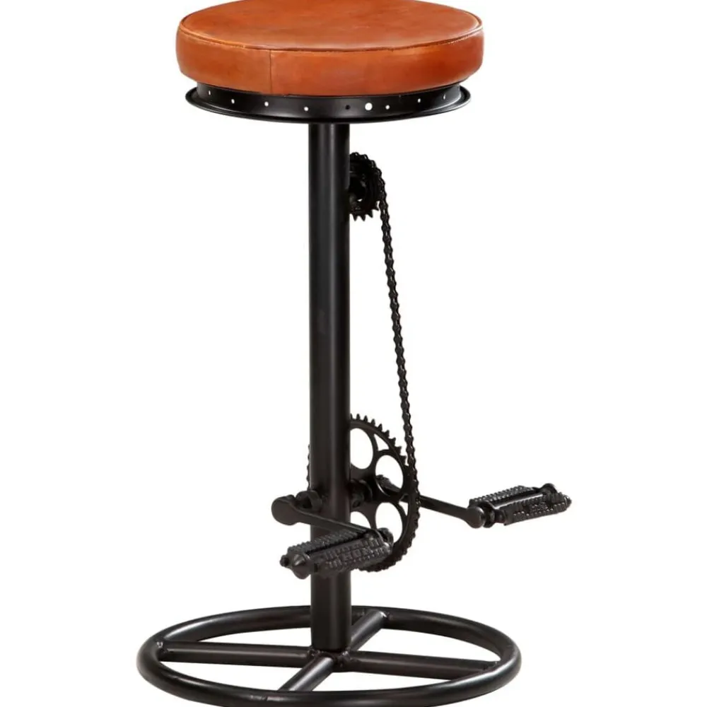 vidaXL Sillas-Taburetes de cocina 2 uds cuero auténtico cabra negro y marrón