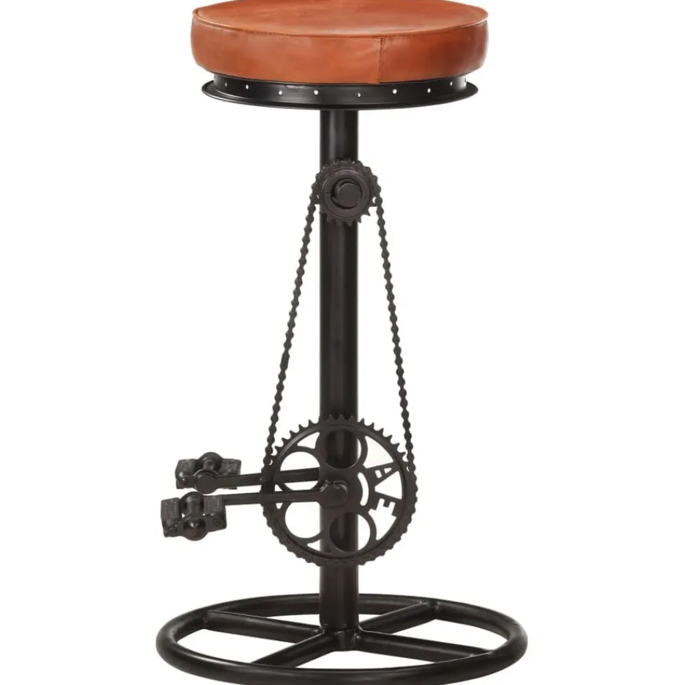 vidaXL Sillas-Taburetes de cocina 2 uds cuero auténtico cabra negro y marrón