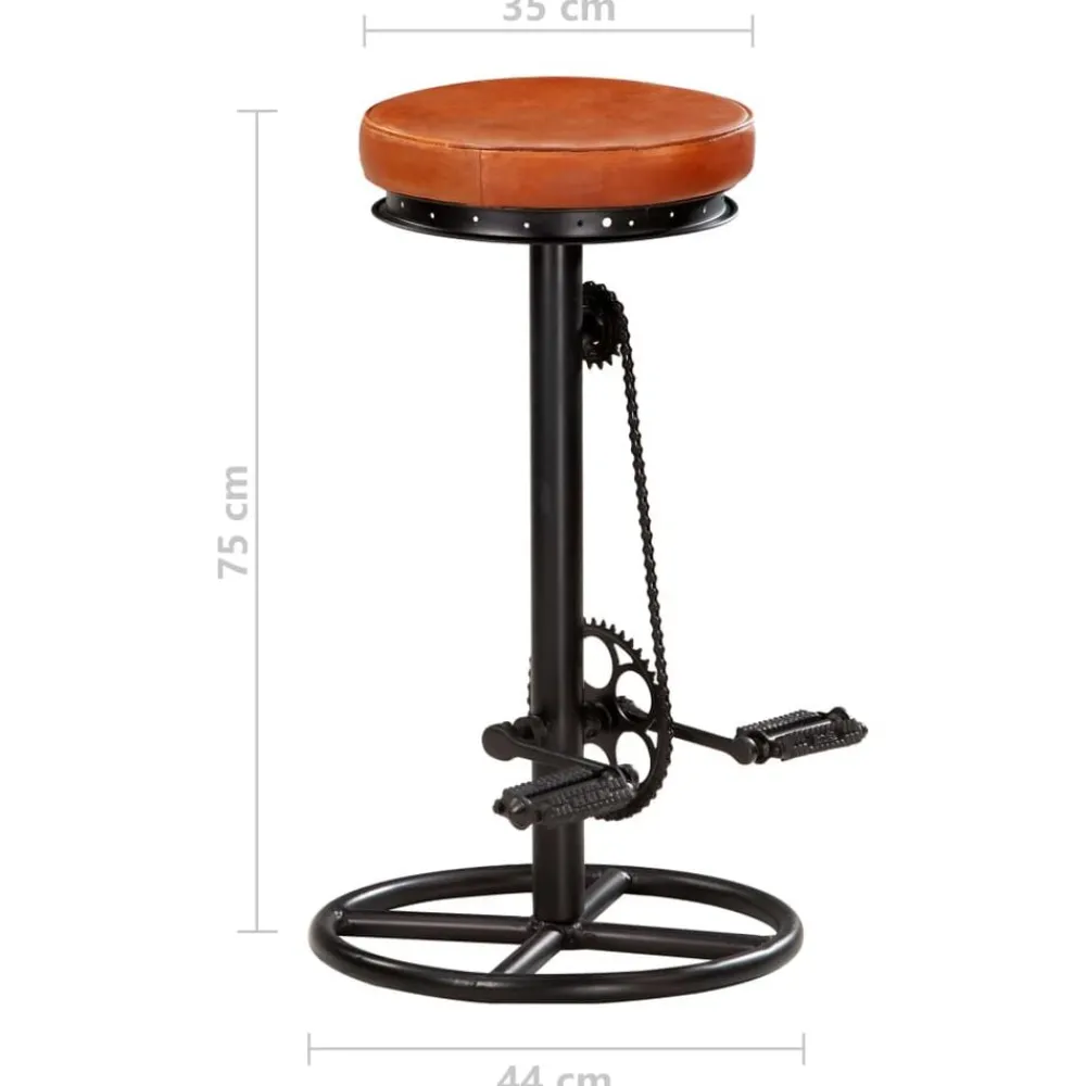 vidaXL Sillas-Taburetes de cocina 2 uds cuero auténtico cabra negro y marrón
