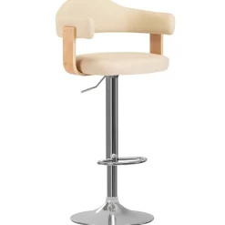 vidaXL Taburetes de cocina 2 uds cuero sintético madera curvada crema crema y marron claro Sale