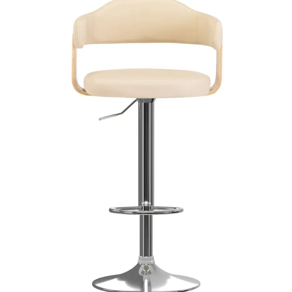 vidaXL Taburetes de cocina 2 uds cuero sintético madera curvada crema crema y marron claro Sale
