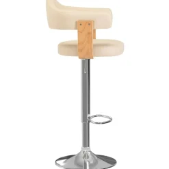 vidaXL Taburetes de cocina 2 uds cuero sintético madera curvada crema crema y marron claro Sale