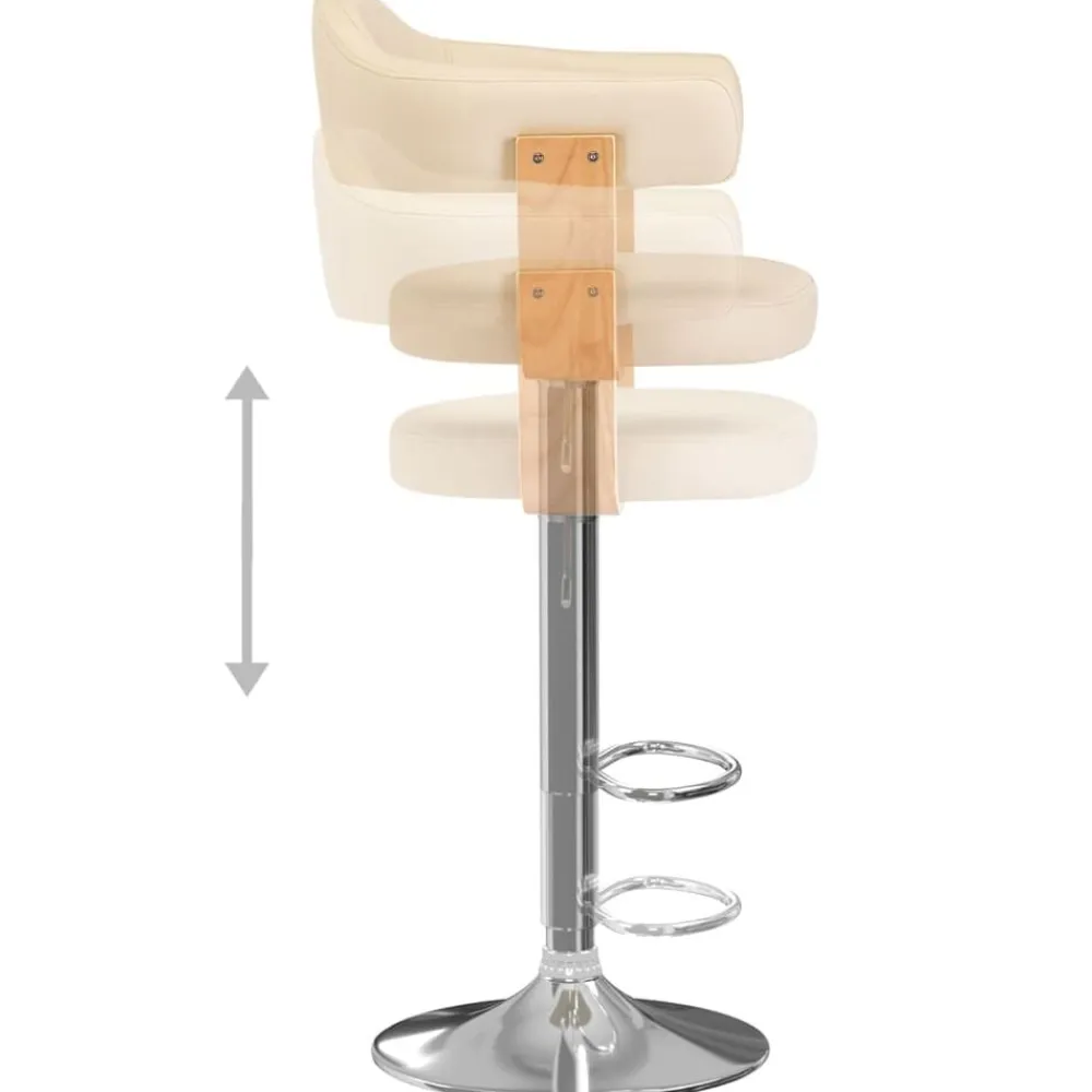 vidaXL Taburetes de cocina 2 uds cuero sintético madera curvada crema crema y marron claro Sale