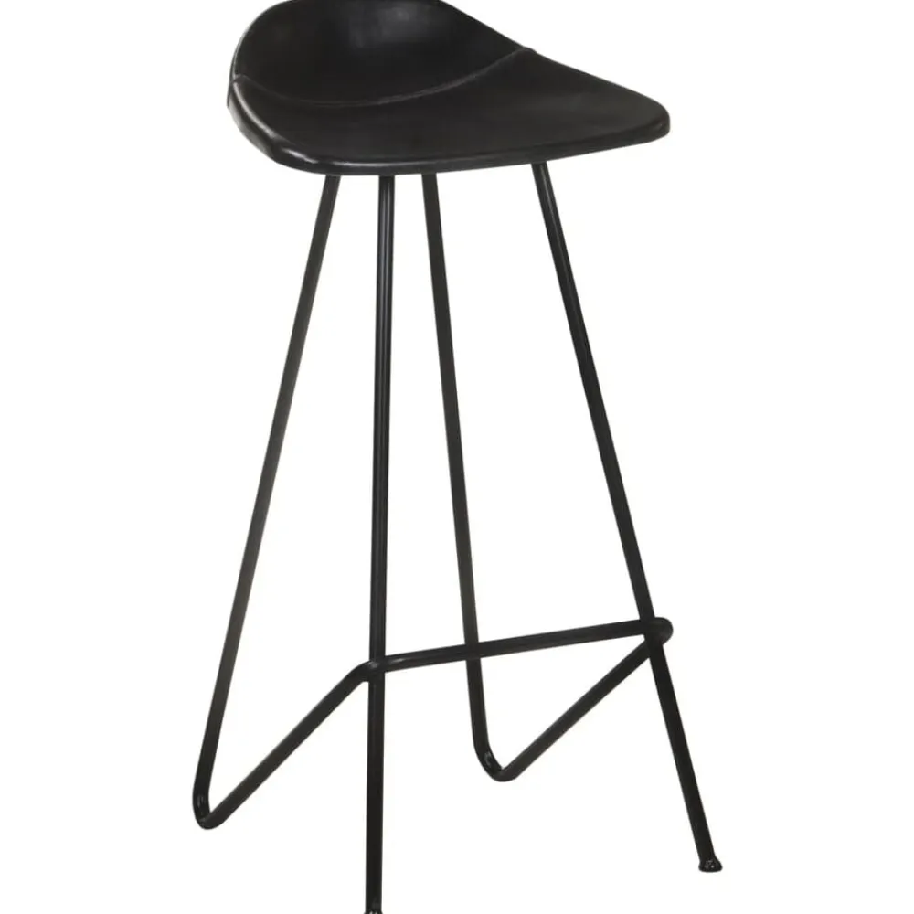 vidaXL Taburetes de cocina 2 unidades cuero auténtico Negro Hot