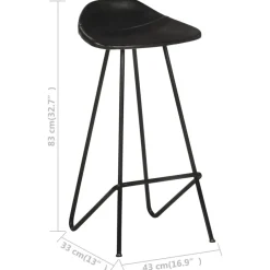 vidaXL Taburetes de cocina 2 unidades cuero auténtico Negro Hot