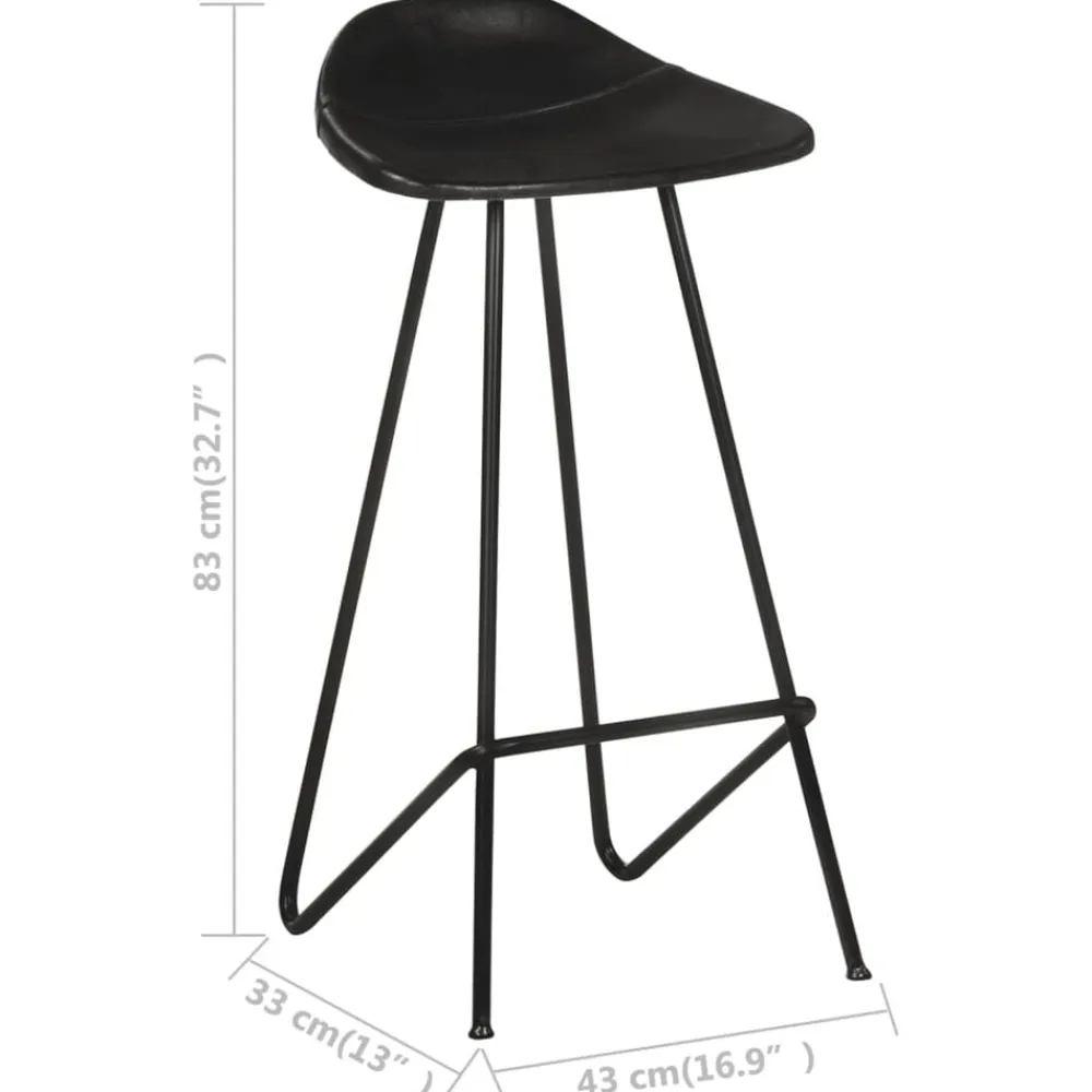 vidaXL Taburetes de cocina 2 unidades cuero auténtico Negro Hot