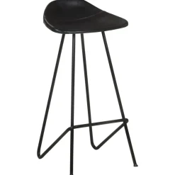 vidaXL Taburetes de cocina 2 unidades cuero auténtico Negro Hot