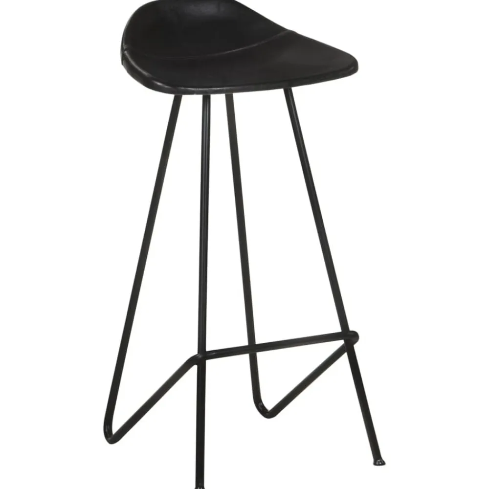 vidaXL Taburetes de cocina 2 unidades cuero auténtico Negro Hot