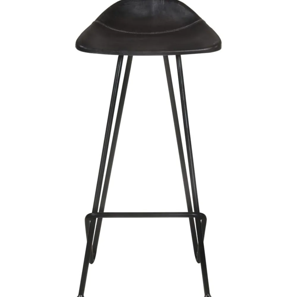 vidaXL Taburetes de cocina 2 unidades cuero auténtico Negro Hot