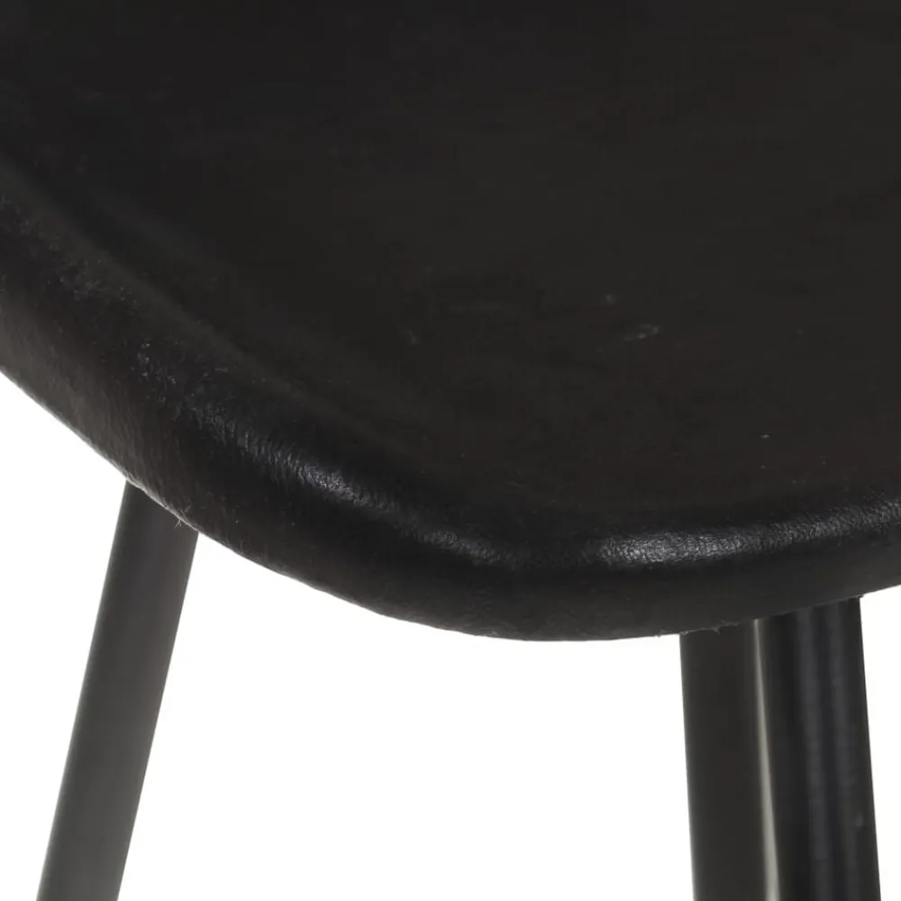 vidaXL Taburetes de cocina 2 unidades cuero auténtico Negro Hot