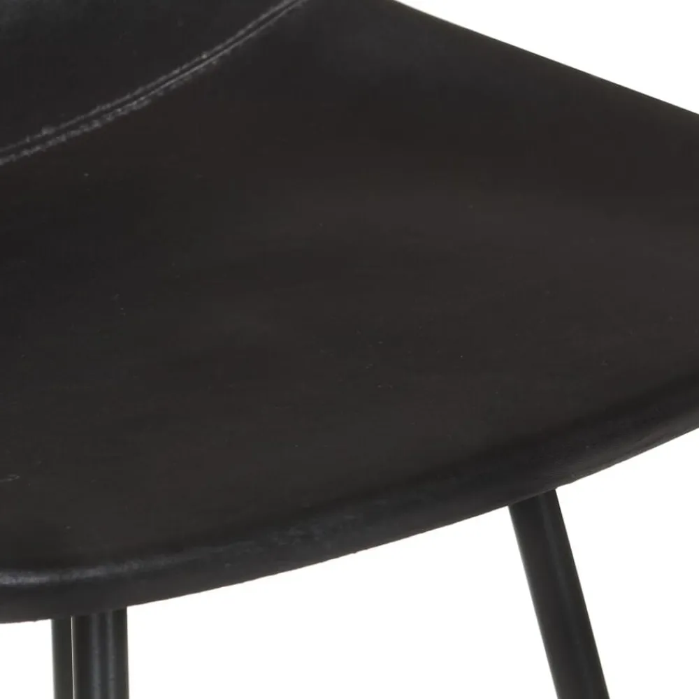 vidaXL Taburetes de cocina 2 unidades cuero auténtico Negro Hot