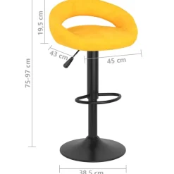 vidaXL Taburetes de cocina 2 unidades terciopelo Amarillo mostaza