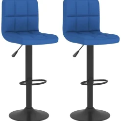 vidaXL Taburetes de cocina 2 unidades tela Azul New