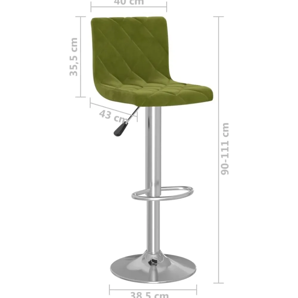 vidaXL Taburetes de cocina 2 uds terciopelo Verde claro