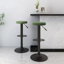 vidaXL Taburetes de cocina 2 unidades terciopelo Verde oscuro Clearance