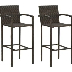 vidaXL Taburetes de cocina 2 unidades ratán sintético marrón Marr&oacute;n Hot