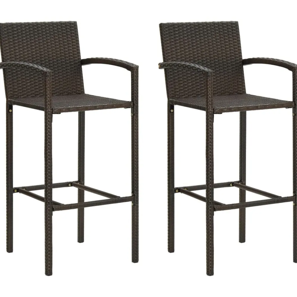 vidaXL Taburetes de cocina 2 unidades ratán sintético marrón Marrón Hot