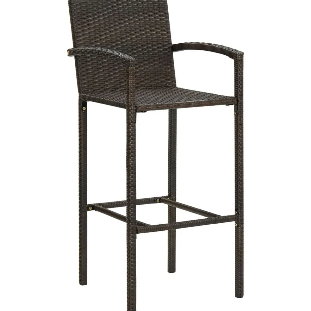 vidaXL Taburetes de cocina 2 unidades ratán sintético marrón Marrón Hot