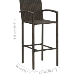 vidaXL Taburetes de cocina 2 unidades ratán sintético marrón Marrón Hot