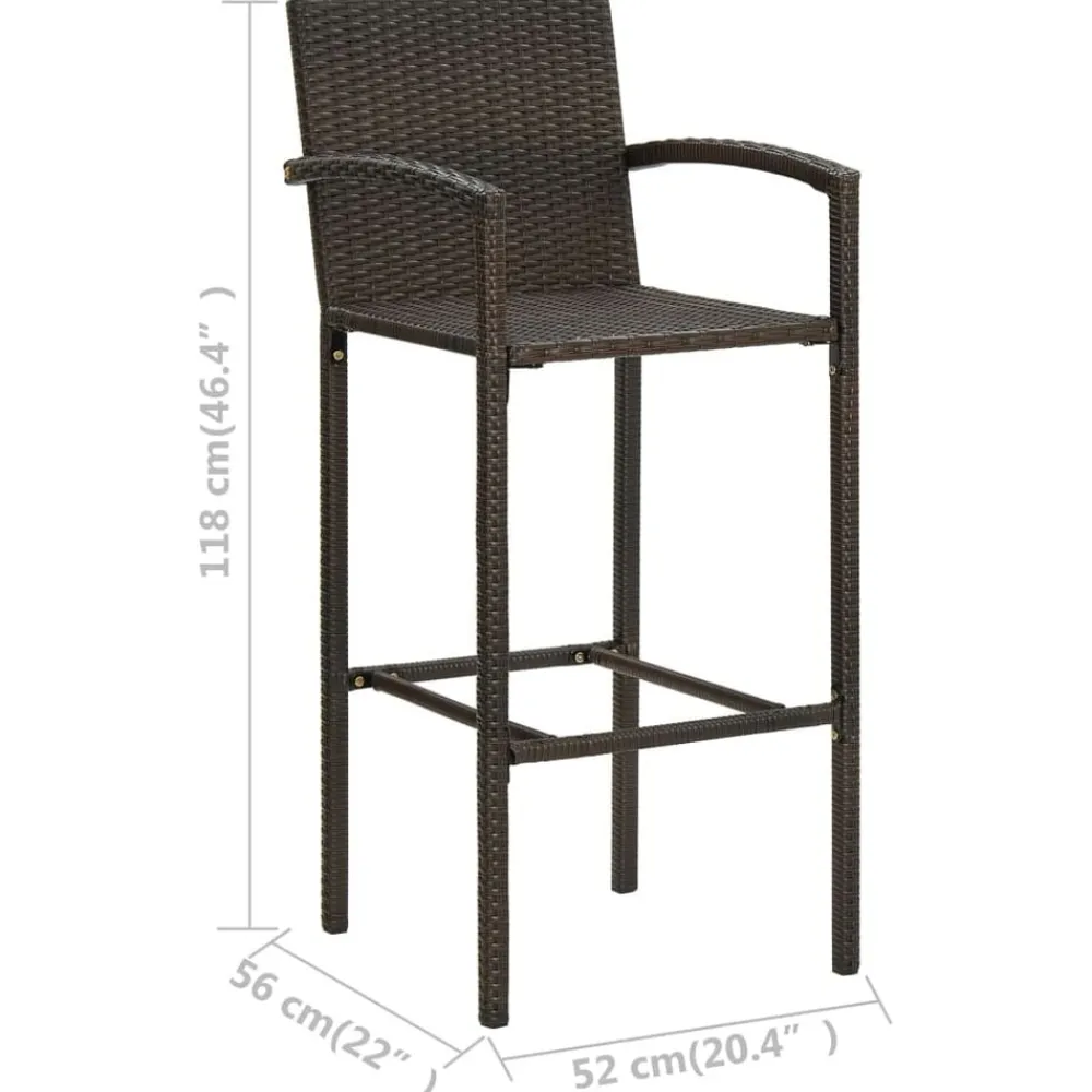 vidaXL Taburetes de cocina 2 unidades ratán sintético marrón Marrón Hot