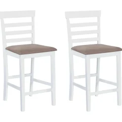vidaXL Taburetes de cocina 2 unidades tela blanco Blanco y marrón Sale