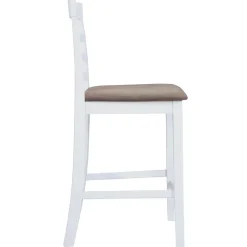 vidaXL Taburetes de cocina 2 unidades tela blanco Blanco y marr&oacute;n Sale