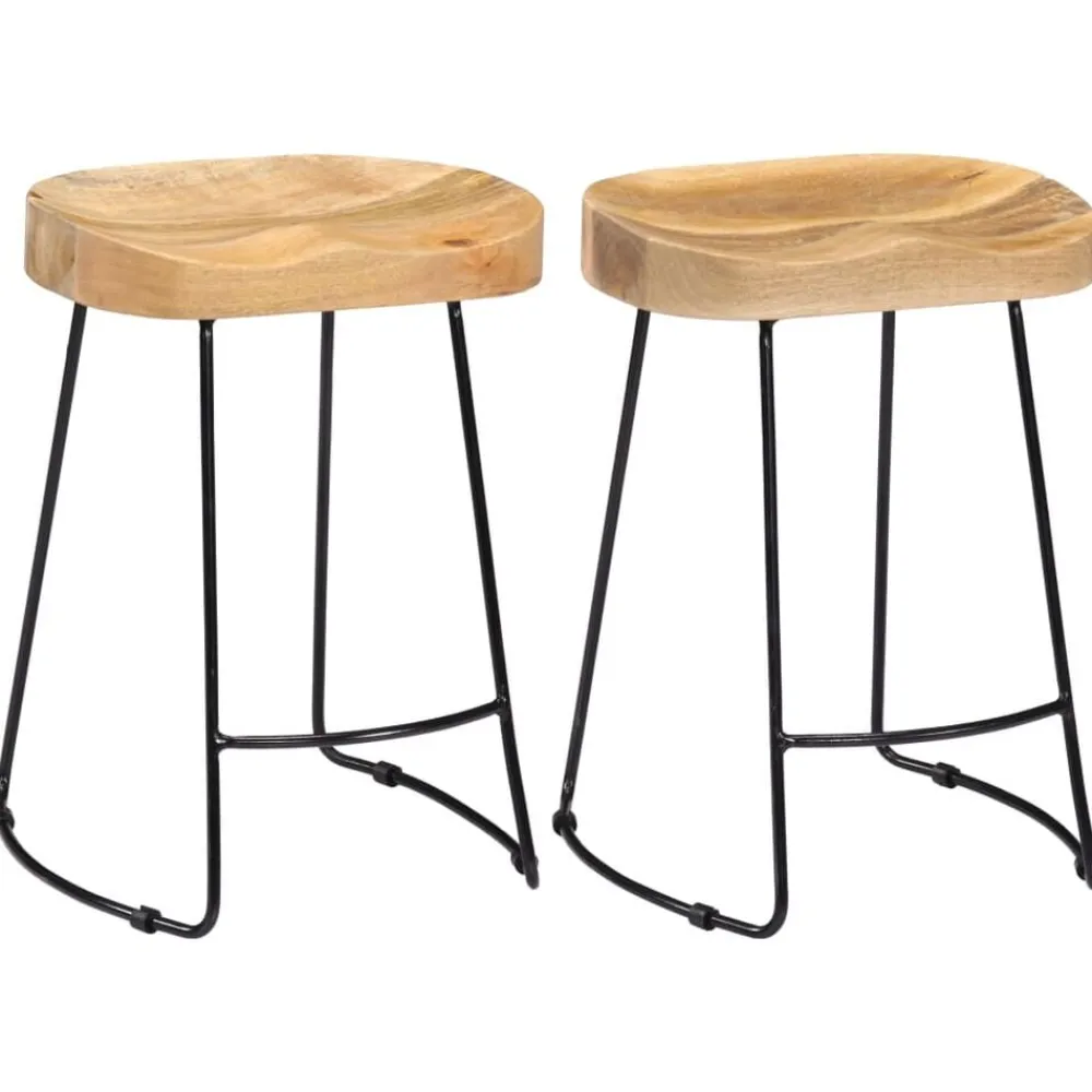 vidaXL Sillas-Taburetes de cocina gavin 2 unidades madera maciza de mango