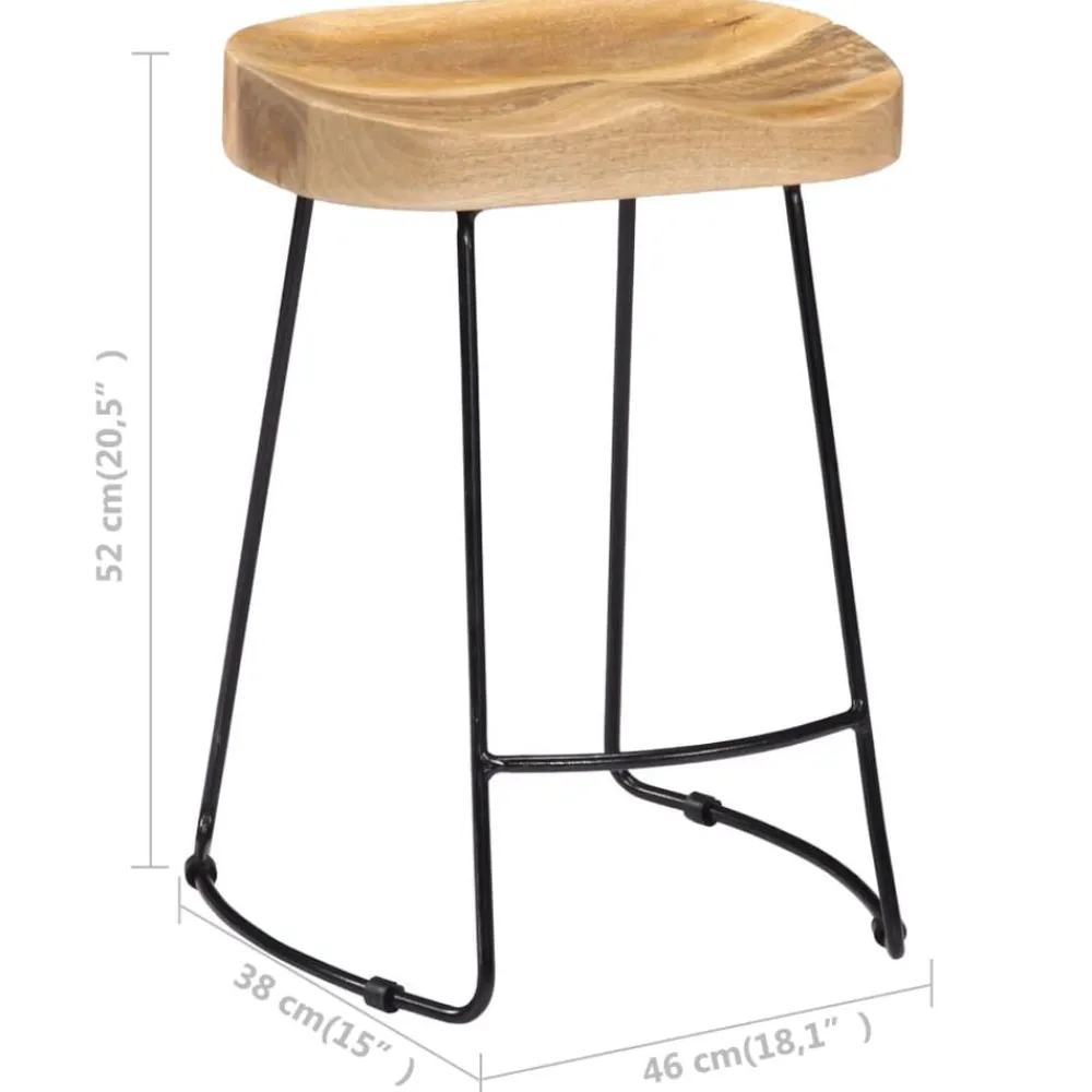 vidaXL Sillas-Taburetes de cocina gavin 2 unidades madera maciza de mango