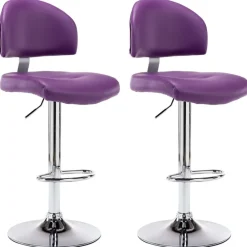 vidaXL Taburetes de cocina 2 unidades cuero sintético Morado
