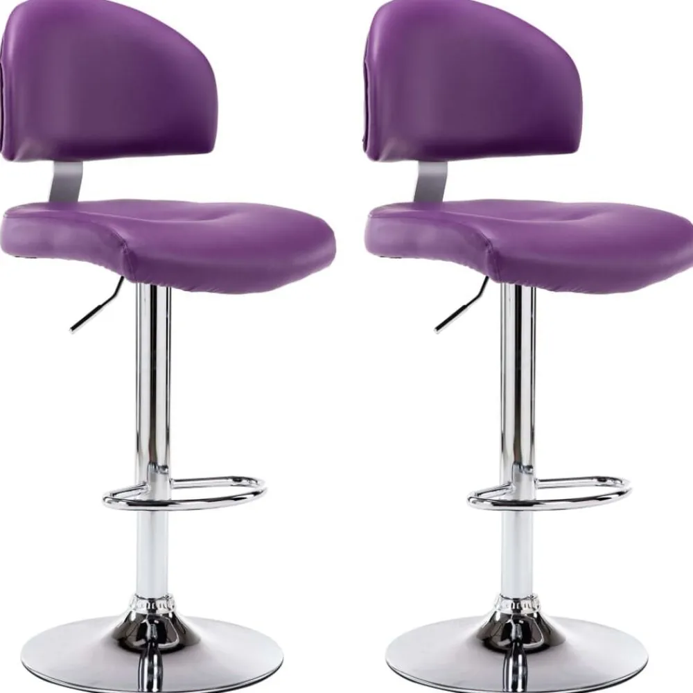 vidaXL Taburetes de cocina 2 unidades cuero sintético Morado