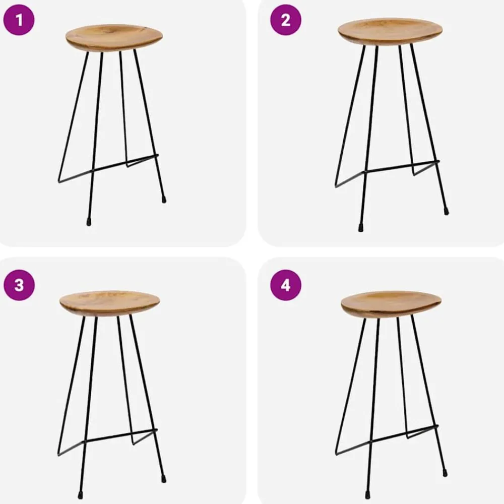 vidaXL Sillas-Taburetes de cocina 2 unidades madera maciza de teca