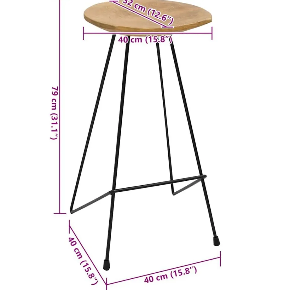 vidaXL Sillas-Taburetes de cocina 2 unidades madera maciza de teca