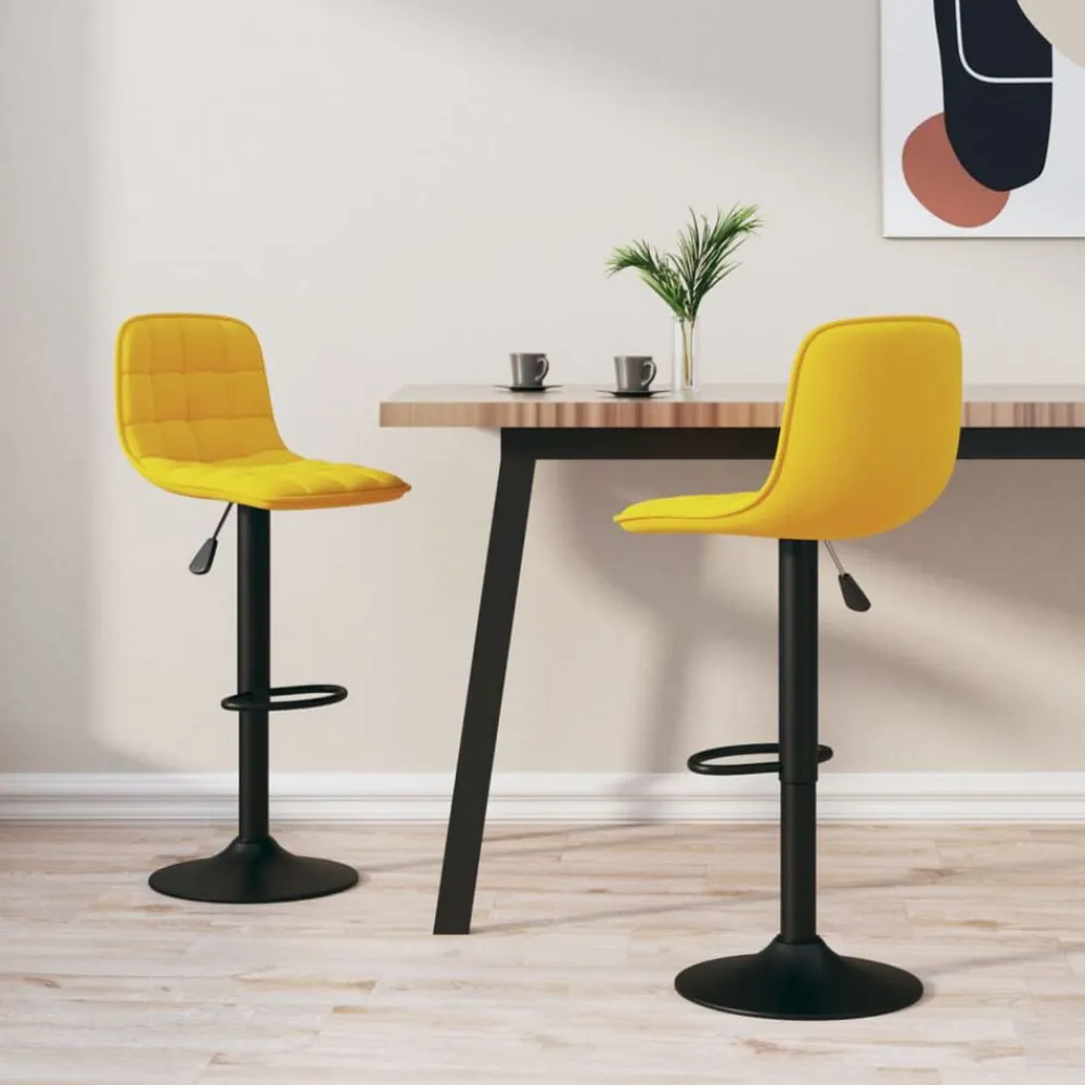 vidaXL Taburetes de cocina 2 unidades terciopelo Amarillo Clearance