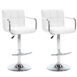vidaXL Taburetes de cocina 2 unidades cuero sintético Blanco Online