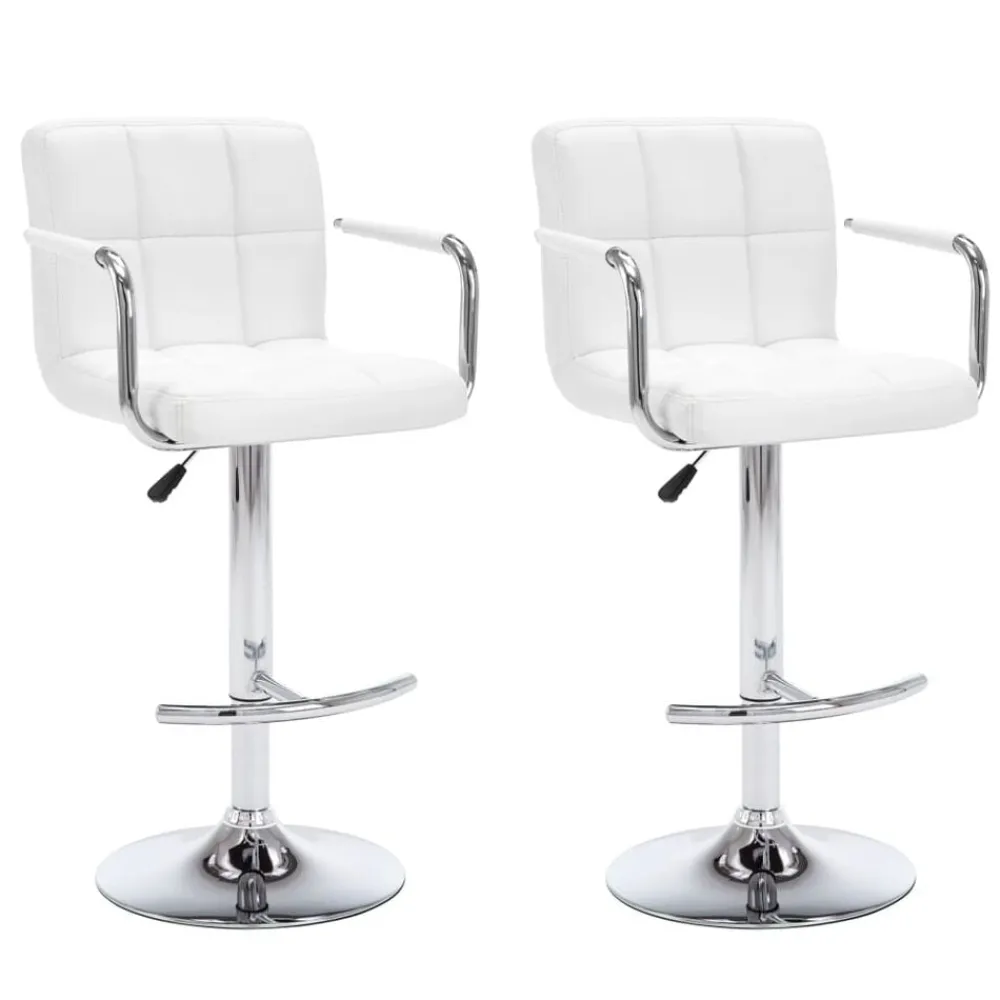 vidaXL Taburetes de cocina 2 unidades cuero sintético Blanco Online