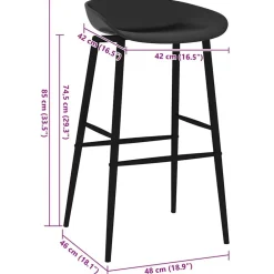 vidaXL Taburetes de cocina 2 unidades Negro New