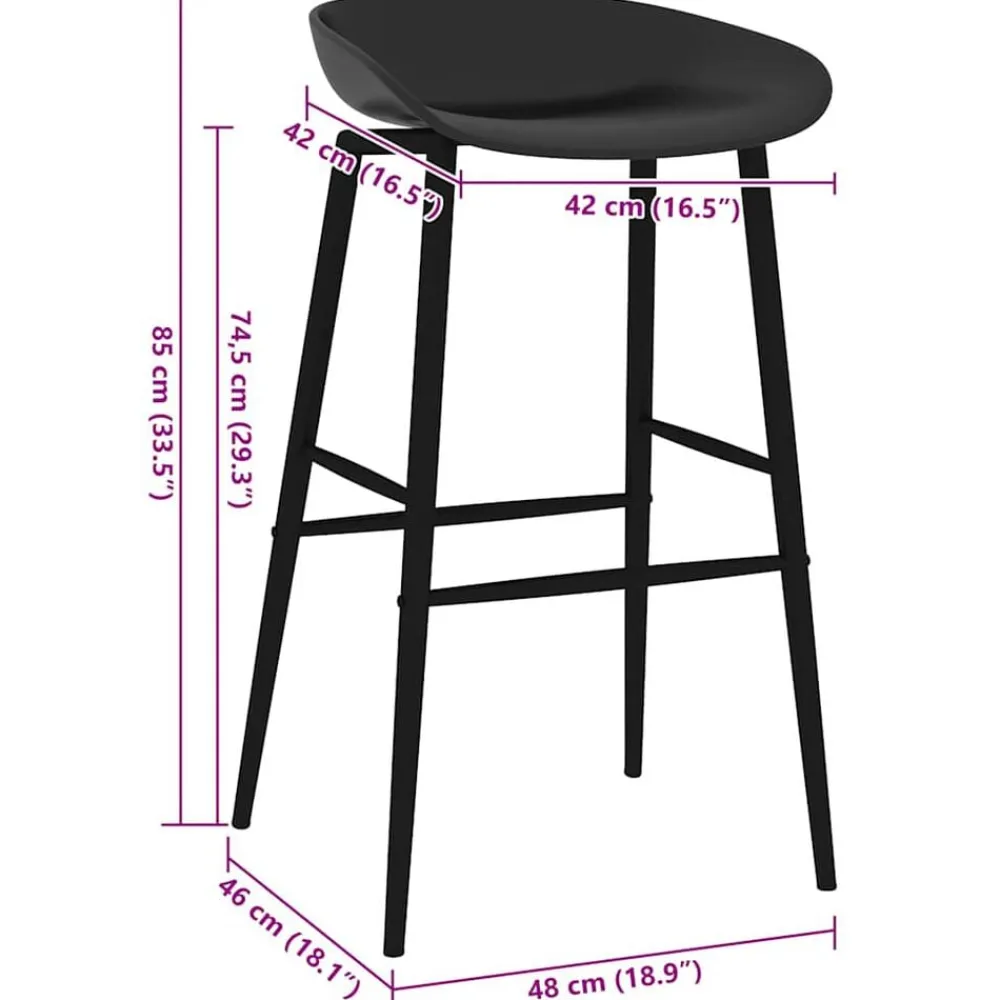 vidaXL Taburetes de cocina 2 unidades Negro New