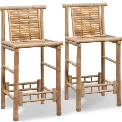 vidaXL Sillas-Taburetes de cocina 2 unidades bambú