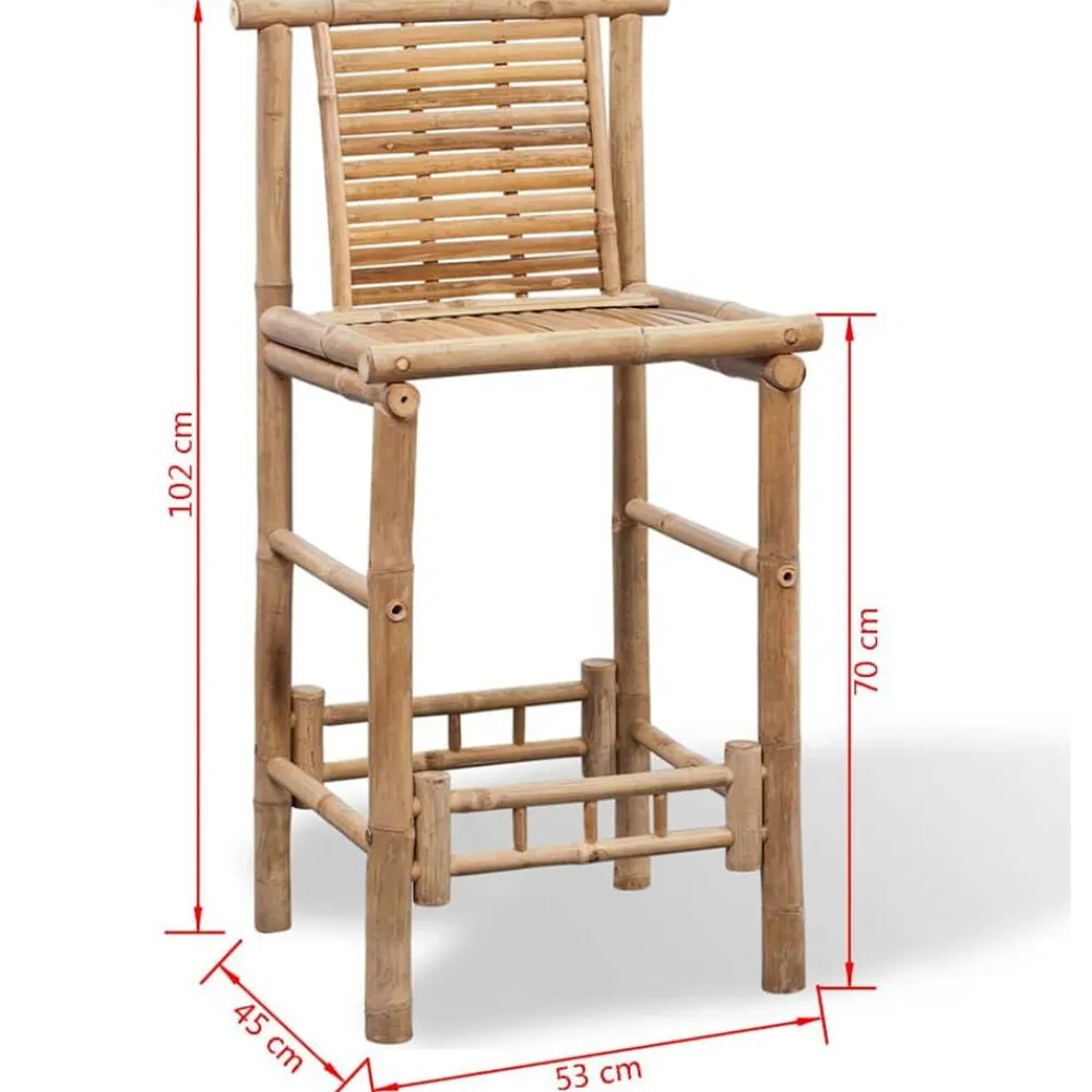 vidaXL Sillas-Taburetes de cocina 2 unidades bambú