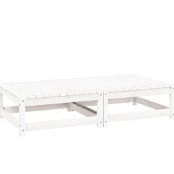 vidaXL Taburetes de jardín con cojines 2 uds madera maciza pino Blanco Outlet