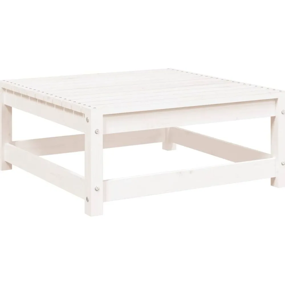 vidaXL Taburetes de jardín con cojines 2 uds madera maciza pino Blanco Outlet