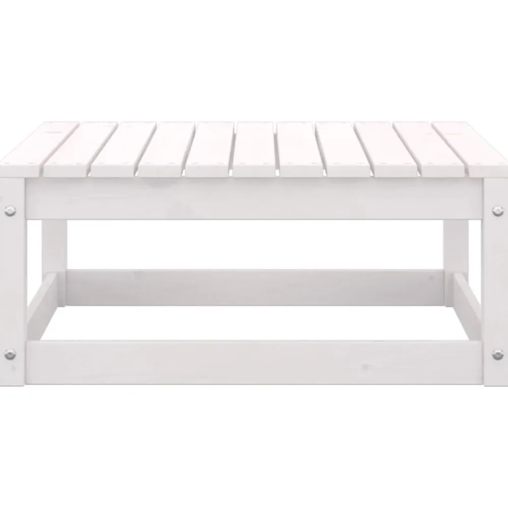 vidaXL Taburetes de jardín con cojines 2 uds madera maciza pino Blanco Outlet