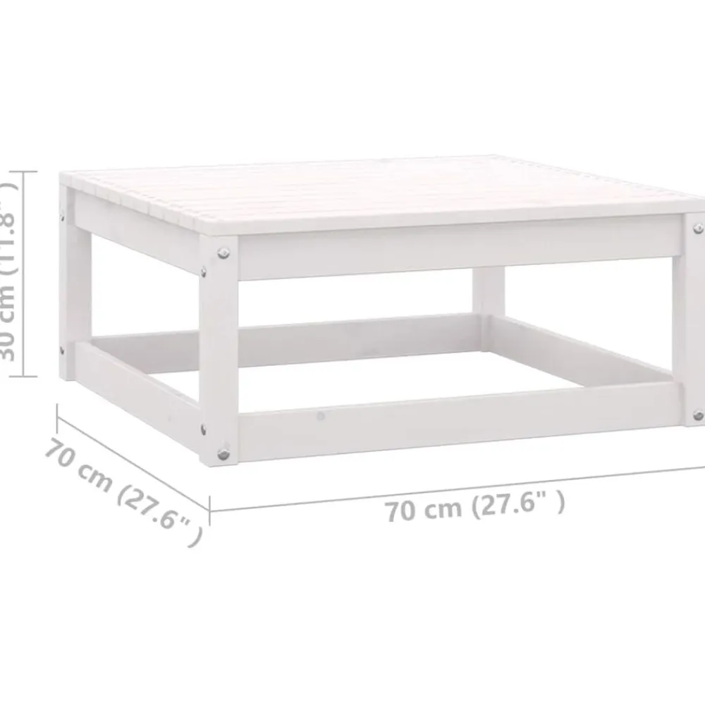 vidaXL Taburetes de jardín con cojines 2 uds madera maciza pino Blanco Outlet