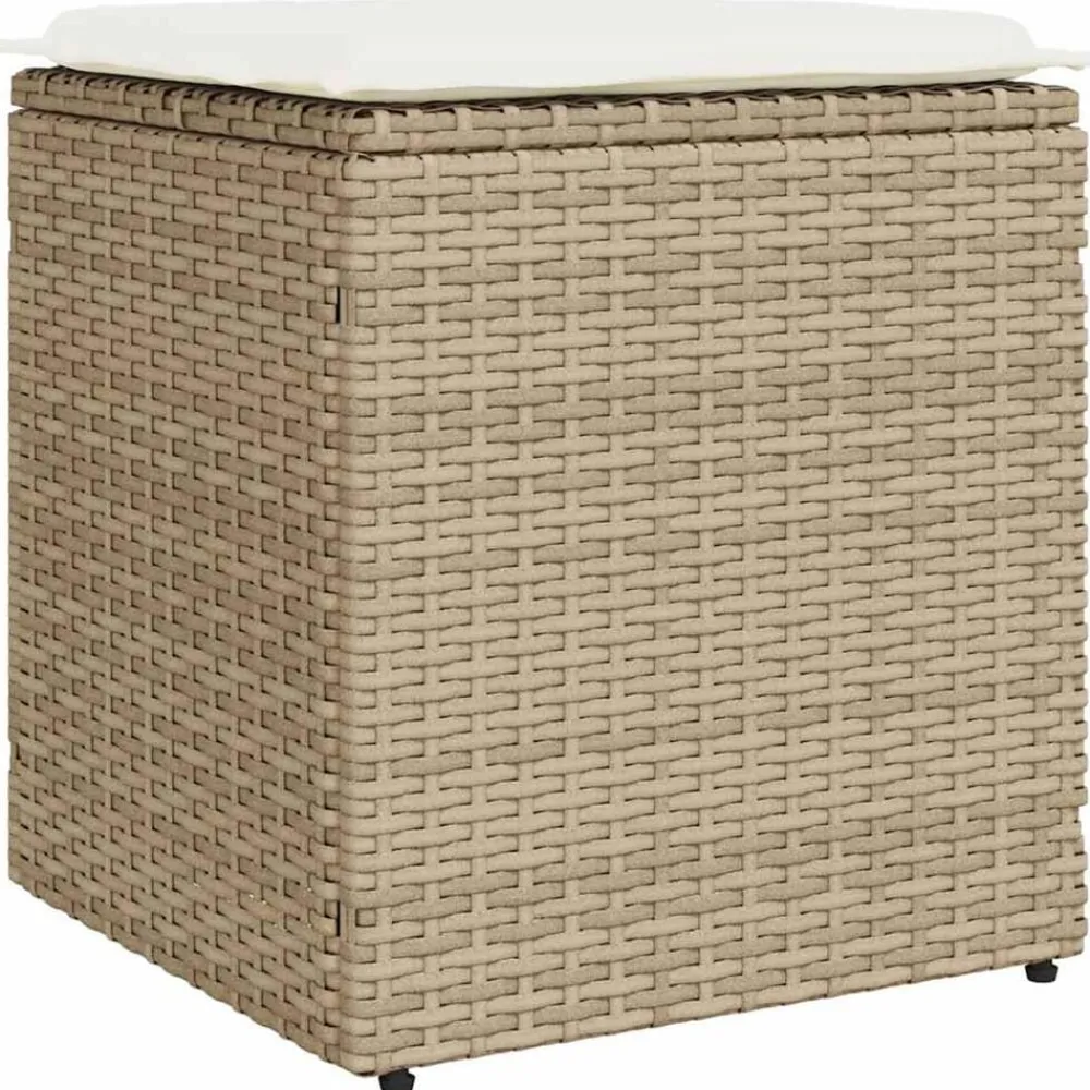 vidaXL Muebles De Jardín-Taburetes de jardín con cojines 2 uds beige 40x40x43 cm