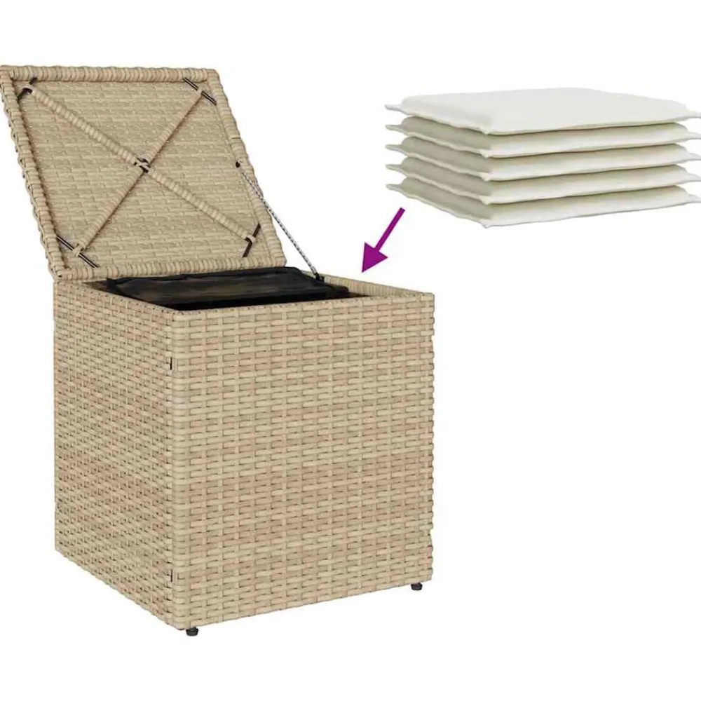 vidaXL Muebles De Jardín-Taburetes de jardín con cojines 2 uds beige 40x40x43 cm