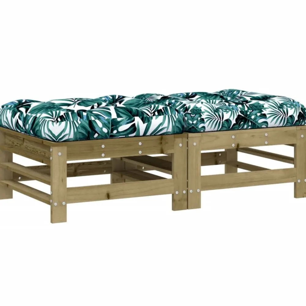 vidaXL Taburetes de jardín con cojines 2 uds madera de pino impregnada pino impregnado Outlet